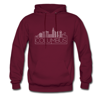 Columbus, Ohio Hoodie - Skyline Columbus Crewneck Hooded Sweatshirt - burgundy