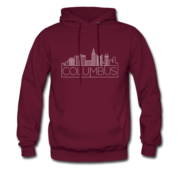 Columbus, Ohio Hoodie - Skyline Columbus Crewneck Hooded Sweatshirt - burgundy