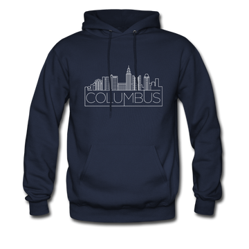 Columbus, Ohio Hoodie - Skyline Columbus Crewneck Hooded Sweatshirt - navy