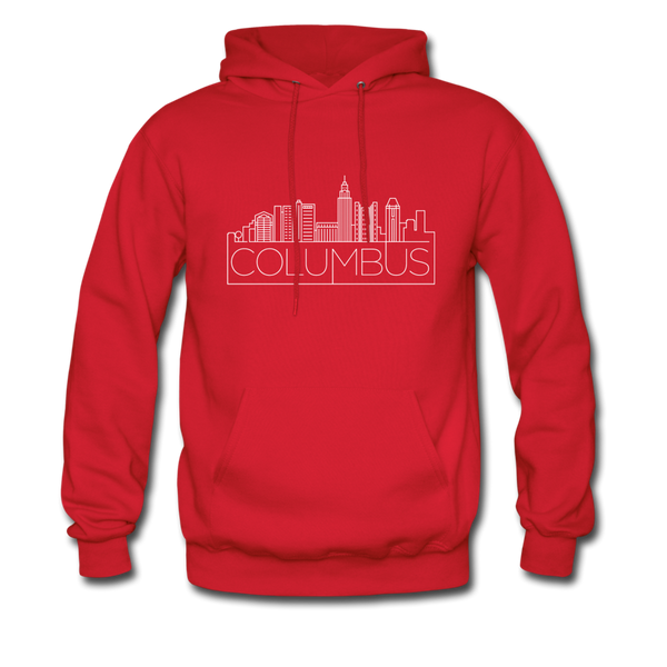 Columbus, Ohio Hoodie - Skyline Columbus Crewneck Hooded Sweatshirt - red