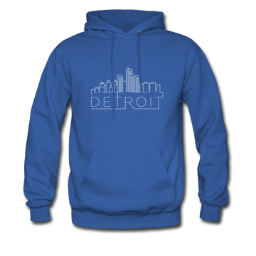 Detroit, Michigan Hoodie - Skyline Detroit Crewneck Hooded Sweatshirt - royal blue