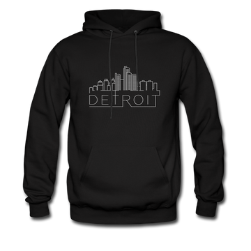 Detroit, Michigan Hoodie - Skyline Detroit Crewneck Hooded Sweatshirt - black