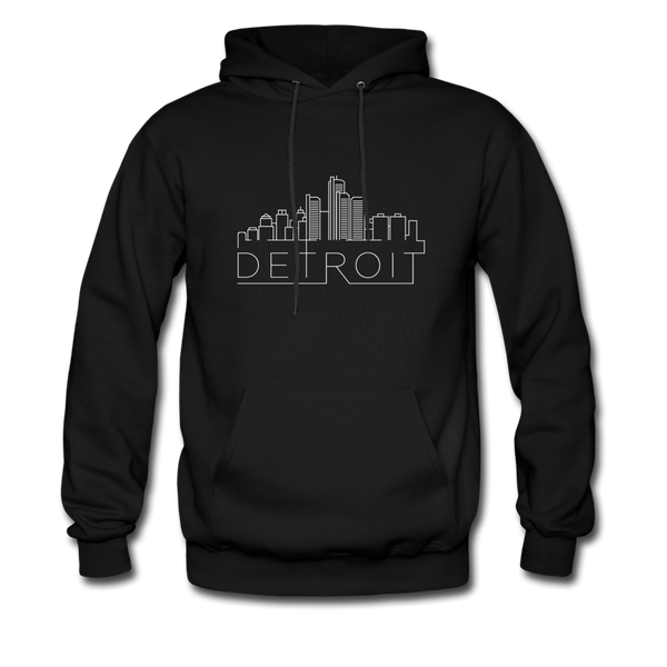 Detroit, Michigan Hoodie - Skyline Detroit Crewneck Hooded Sweatshirt - black