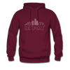 Detroit, Michigan Hoodie - Skyline Detroit Crewneck Hooded Sweatshirt - burgundy