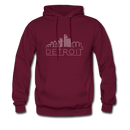 Detroit, Michigan Hoodie - Skyline Detroit Crewneck Hooded Sweatshirt - burgundy
