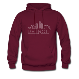 Detroit, Michigan Hoodie - Skyline Detroit Crewneck Hooded Sweatshirt - burgundy