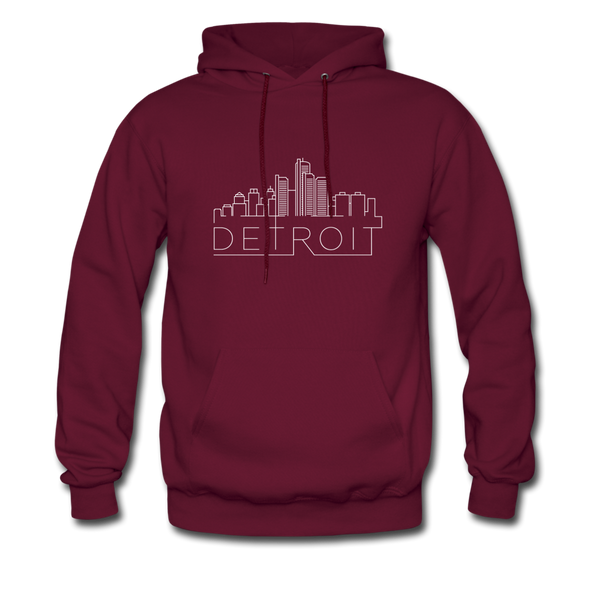 Detroit, Michigan Hoodie - Skyline Detroit Crewneck Hooded Sweatshirt - burgundy