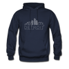 Detroit, Michigan Hoodie - Skyline Detroit Crewneck Hooded Sweatshirt - navy