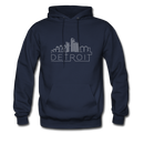 Detroit, Michigan Hoodie - Skyline Detroit Crewneck Hooded Sweatshirt - navy
