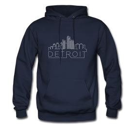Detroit, Michigan Hoodie - Skyline Detroit Crewneck Hooded Sweatshirt - navy