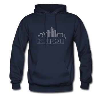 Detroit, Michigan Hoodie - Skyline Detroit Crewneck Hooded Sweatshirt - navy