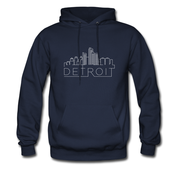 Detroit, Michigan Hoodie - Skyline Detroit Crewneck Hooded Sweatshirt - navy