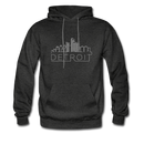 Detroit, Michigan Hoodie - Skyline Detroit Crewneck Hooded Sweatshirt - charcoal gray
