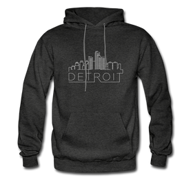 Detroit, Michigan Hoodie - Skyline Detroit Crewneck Hooded Sweatshirt - charcoal gray