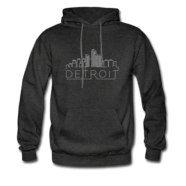 Detroit, Michigan Hoodie - Skyline Detroit Crewneck Hooded Sweatshirt - charcoal gray