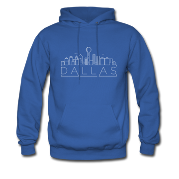 Dallas, Texas Hoodie - Skyline Dallas Crewneck Hooded Sweatshirt - royal blue