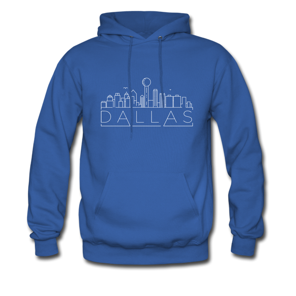 Dallas, Texas Hoodie - Skyline Dallas Crewneck Hooded Sweatshirt - royal blue
