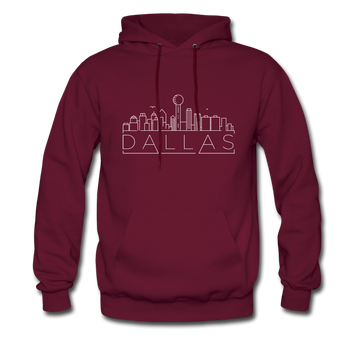 Dallas, Texas Hoodie - Skyline Dallas Crewneck Hooded Sweatshirt - burgundy
