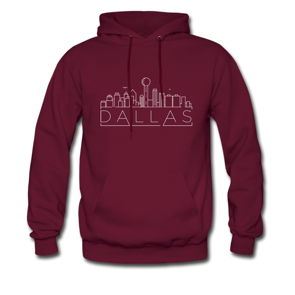 Dallas, Texas Hoodie - Skyline Dallas Crewneck Hooded Sweatshirt - burgundy
