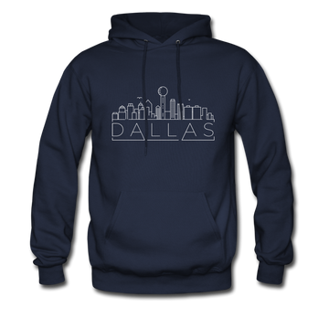 Dallas, Texas Hoodie - Skyline Dallas Crewneck Hooded Sweatshirt - navy