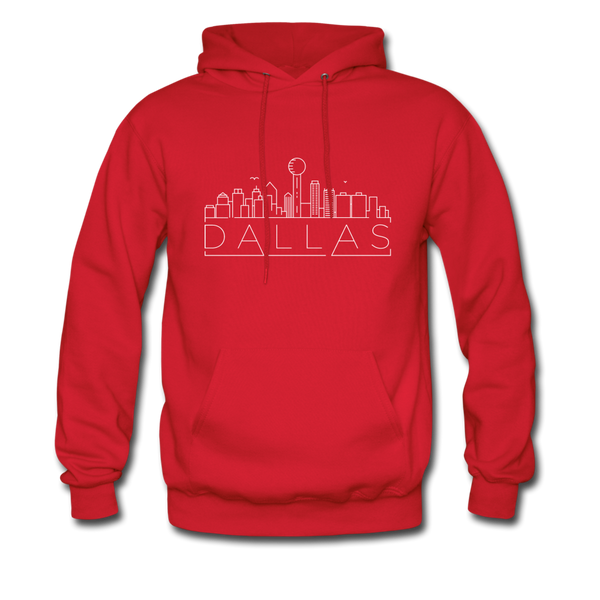 Dallas, Texas Hoodie - Skyline Dallas Crewneck Hooded Sweatshirt - red