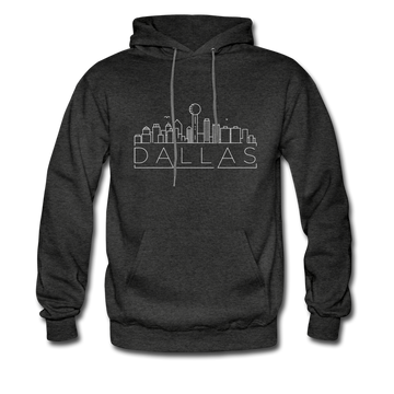 Dallas, Texas Hoodie - Skyline Dallas Crewneck Hooded Sweatshirt - charcoal gray