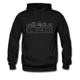 El Paso, Texas Hoodie - Skyline El Paso Crewneck Hooded Sweatshirt - black