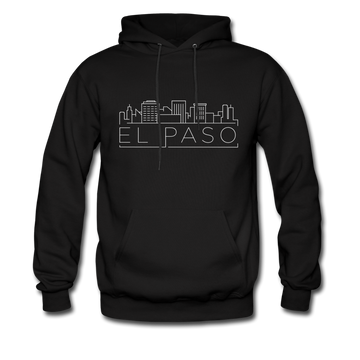 El Paso, Texas Hoodie - Skyline El Paso Crewneck Hooded Sweatshirt - black
