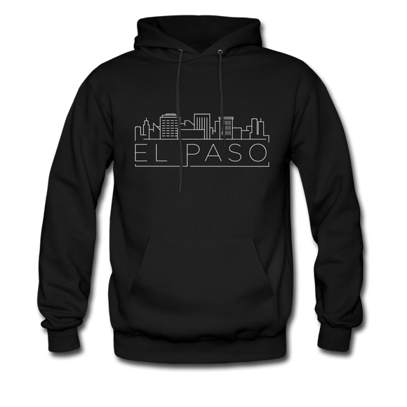 El Paso, Texas Hoodie - Skyline El Paso Crewneck Hooded Sweatshirt - black