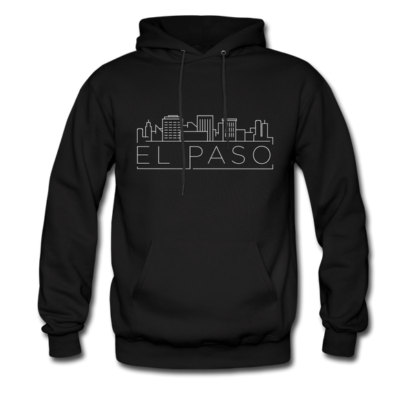 El Paso, Texas Hoodie - Skyline El Paso Crewneck Hooded Sweatshirt - black