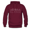 El Paso, Texas Hoodie - Skyline El Paso Crewneck Hooded Sweatshirt - burgundy
