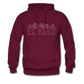 El Paso, Texas Hoodie - Skyline El Paso Crewneck Hooded Sweatshirt - burgundy
