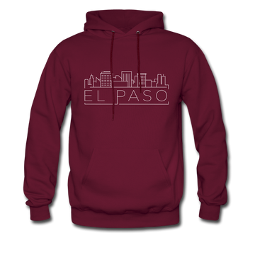 El Paso, Texas Hoodie - Skyline El Paso Crewneck Hooded Sweatshirt - burgundy