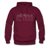 El Paso, Texas Hoodie - Skyline El Paso Crewneck Hooded Sweatshirt - burgundy