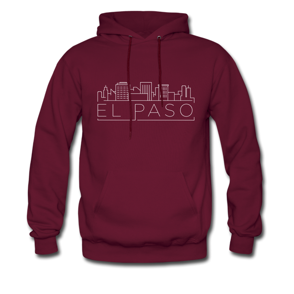 El Paso, Texas Hoodie - Skyline El Paso Crewneck Hooded Sweatshirt - burgundy