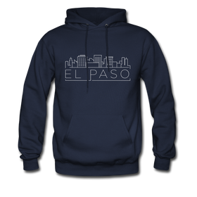 El Paso, Texas Hoodie - Skyline El Paso Crewneck Hooded Sweatshirt - navy