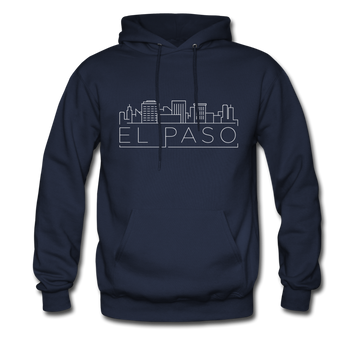 El Paso, Texas Hoodie - Skyline El Paso Crewneck Hooded Sweatshirt - navy