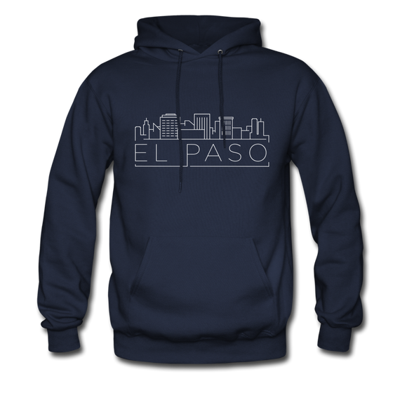 El Paso, Texas Hoodie - Skyline El Paso Crewneck Hooded Sweatshirt - navy