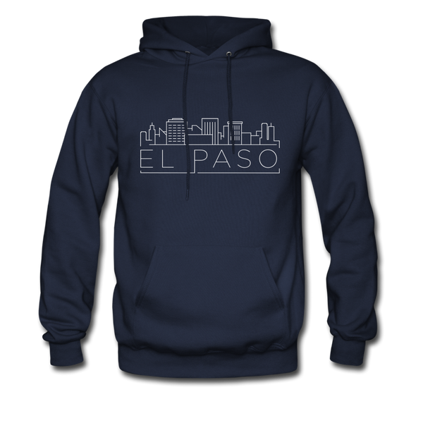 El Paso, Texas Hoodie - Skyline El Paso Crewneck Hooded Sweatshirt - navy