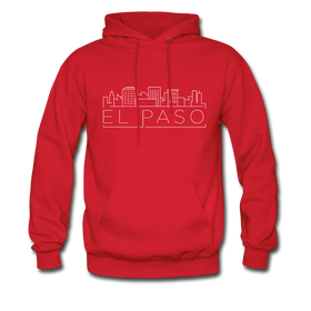 El Paso, Texas Hoodie - Skyline El Paso Crewneck Hooded Sweatshirt - red