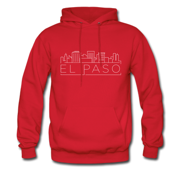 El Paso, Texas Hoodie - Skyline El Paso Crewneck Hooded Sweatshirt - red