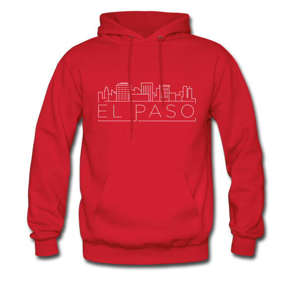 El Paso, Texas Hoodie - Skyline El Paso Crewneck Hooded Sweatshirt - red