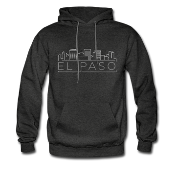 El Paso, Texas Hoodie - Skyline El Paso Crewneck Hooded Sweatshirt - charcoal gray