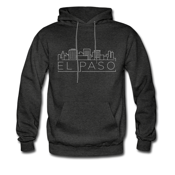 El Paso, Texas Hoodie - Skyline El Paso Crewneck Hooded Sweatshirt - charcoal gray
