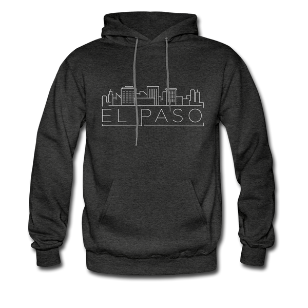 El Paso, Texas Hoodie - Skyline El Paso Crewneck Hooded Sweatshirt - charcoal gray