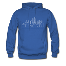 Fort Worth, Texas Hoodie - Skyline Fort Worth Crewneck Hooded Sweatshirt - royal blue