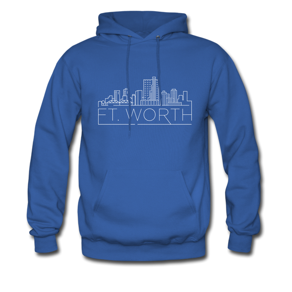 Fort Worth, Texas Hoodie - Skyline Fort Worth Crewneck Hooded Sweatshirt - royal blue