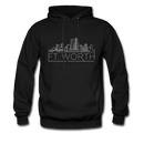Fort Worth, Texas Hoodie - Skyline Fort Worth Crewneck Hooded Sweatshirt - black