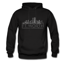 Fort Worth, Texas Hoodie - Skyline Fort Worth Crewneck Hooded Sweatshirt - black