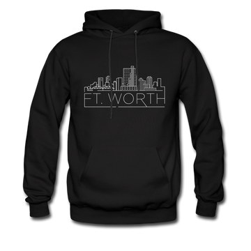Fort Worth, Texas Hoodie - Skyline Fort Worth Crewneck Hooded Sweatshirt - black